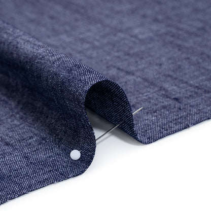 Polyester, Rayon and Linen Denim-Like Woven - Dark Blue - Designer Deadstock