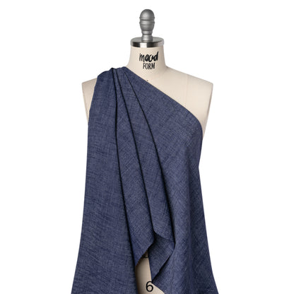 Polyester, Rayon and Linen Denim-Like Woven - Dark Blue - Designer Deadstock