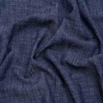 Polyester, Rayon and Linen Denim-Like Woven - Dark Blue - Designer Deadstock