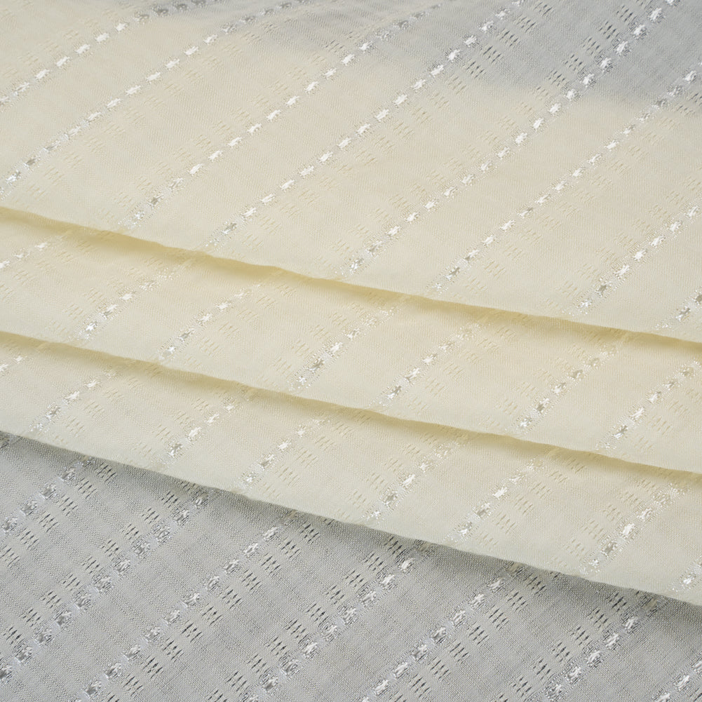 Rayon and Nylon Dobby - Ivory Luminous Stripes - Designer Deadstock