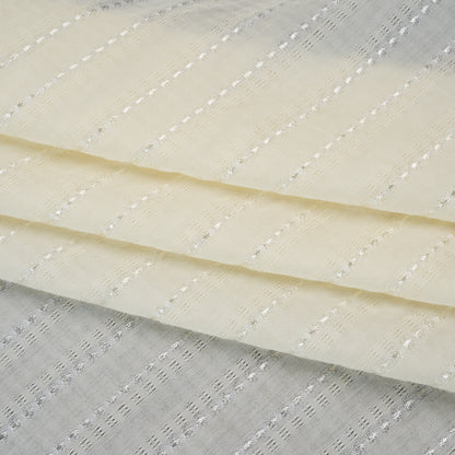 Rayon and Nylon Dobby - Ivory Luminous Stripes - Designer Deadstock