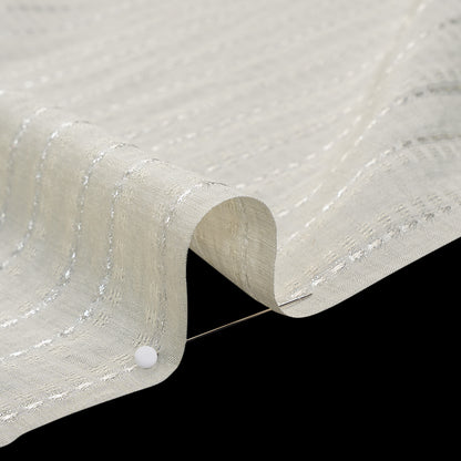 Rayon and Nylon Dobby - Ivory Luminous Stripes - Designer Deadstock