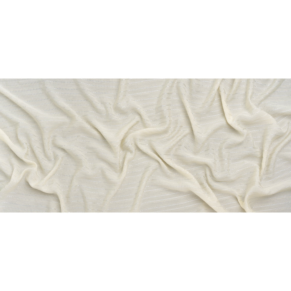Rayon and Nylon Dobby - Ivory Luminous Stripes - Designer Deadstock