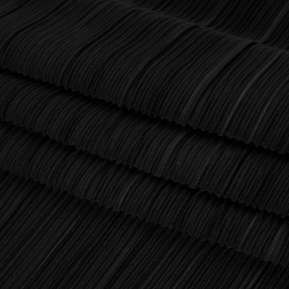 Polyester Plisse Knit - Black - Designer Deadstock