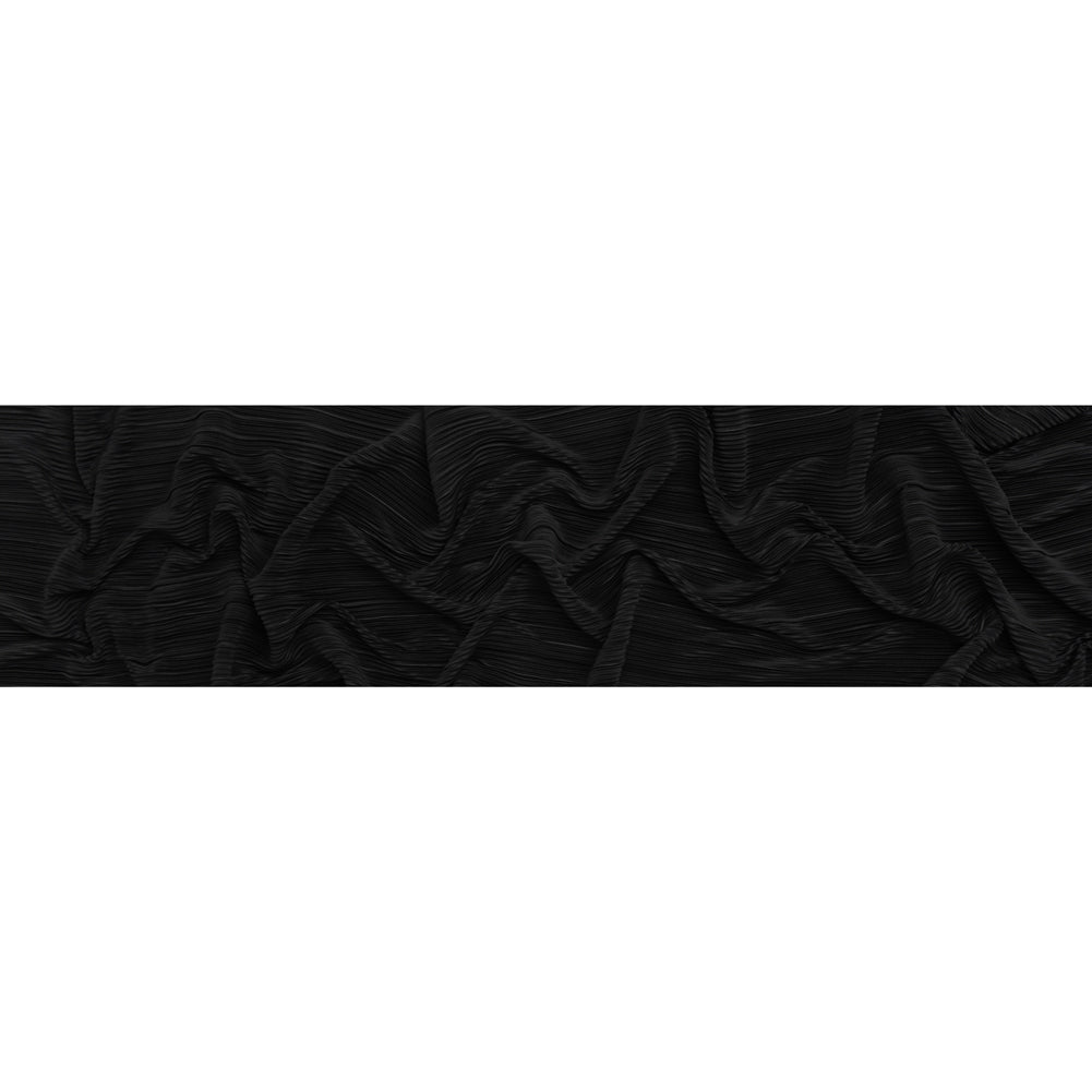 Polyester Plisse Knit - Black - Designer Deadstock