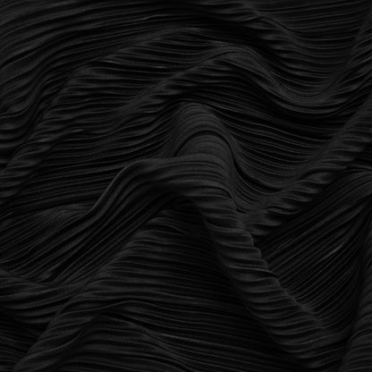 Polyester Plisse Knit - Black - Designer Deadstock