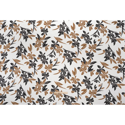 Stretch Polyester Charmeuse Print - White, Black and Brown Daffodils - Designer Deadstock