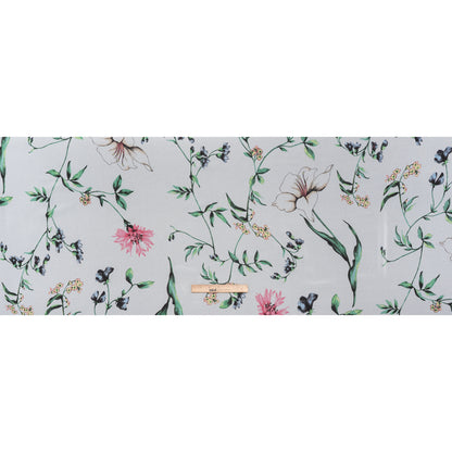 Polyester Chiffon Print - White, Green and Pink Delicate Florals - Designer Deadstock