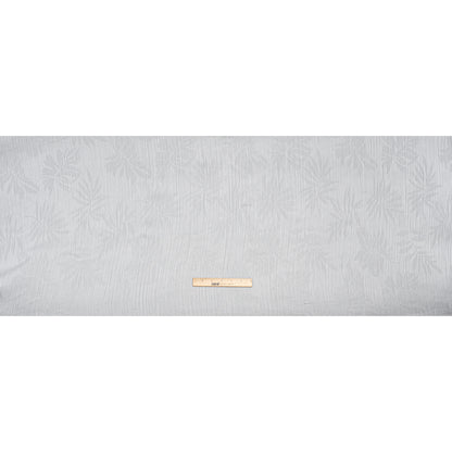 Crinkled Polyester Satin-Face Chiffon Jacquard - White Palm Leaves - Designer Deadstock - Full