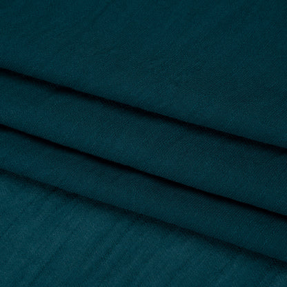 Textured Polyester and Rayon Gauzy Woven - Teal - Designer Deadstock
