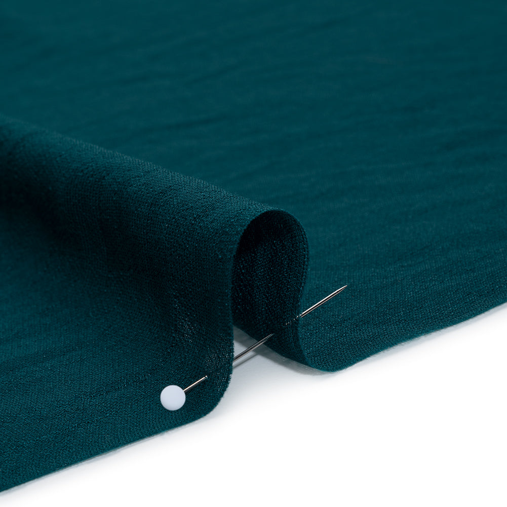 Textured Polyester and Rayon Gauzy Woven - Teal - Designer Deadstock