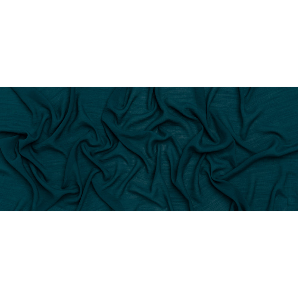 Textured Polyester and Rayon Gauzy Woven - Teal - Designer Deadstock