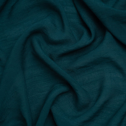 Textured Polyester and Rayon Gauzy Woven - Teal - Designer Deadstock