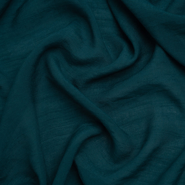 Textured Polyester and Rayon Gauzy Woven - Teal - Designer Deadstock