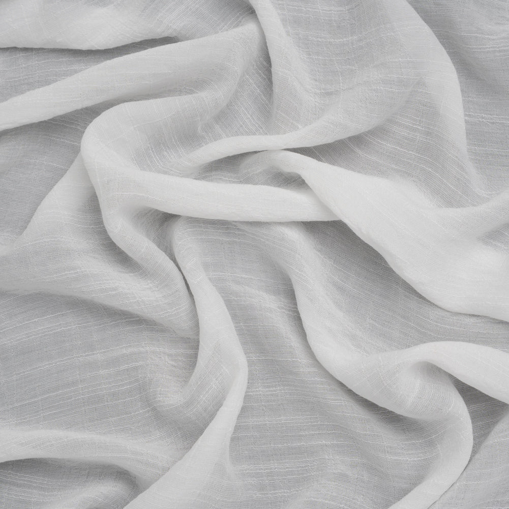 Textured Gauzy Polyester and Rayon Woven - Off White - Designer Deadstock
