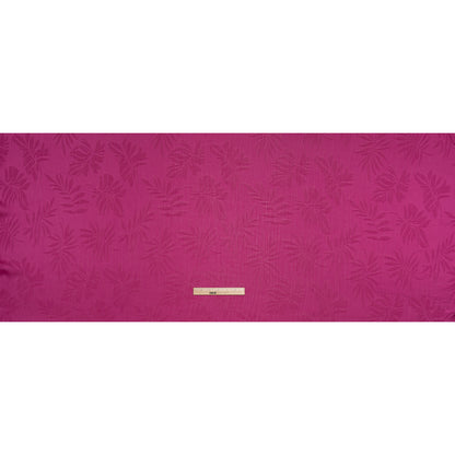 Crinkled Polyester Satin-Face Chiffon Jacquard - Fuchsia Palm Leaves - Designer Deadstock - Full