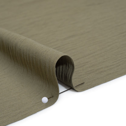 Crinkled Stretch Polyester Woven - Dusty Olive Green - Designer Deadstock Detail