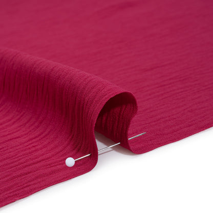 Crinkled Stretch Polyester Woven - Magenta - Designer Deadstock
