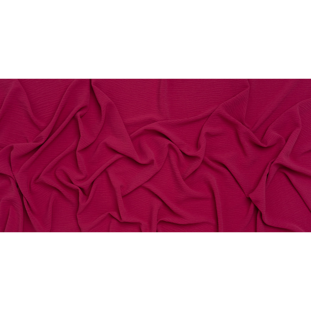 Crinkled Stretch Polyester Woven - Magenta - Designer Deadstock