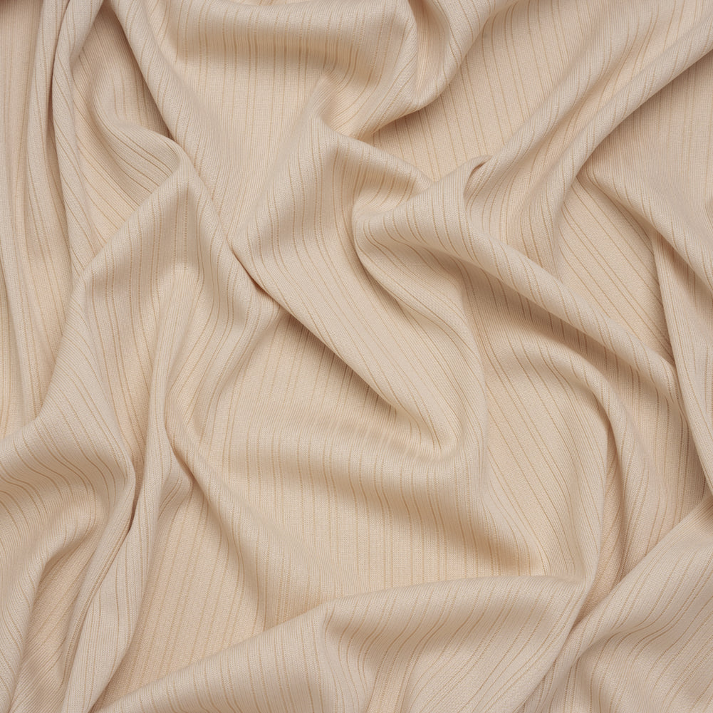 Stretch Polyester Barcode Rib Knit - Oatmeal - Designer Deadstock