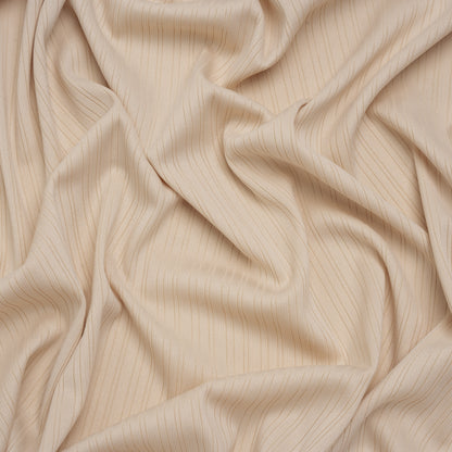 Stretch Polyester Barcode Rib Knit - Oatmeal - Designer Deadstock
