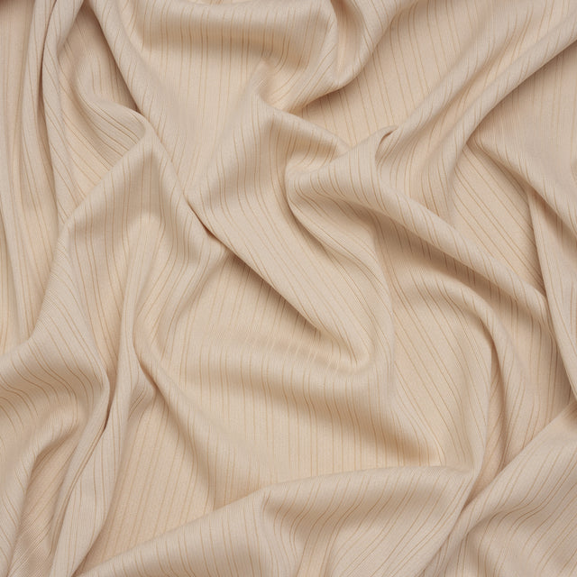 Stretch Polyester Barcode Rib Knit - Oatmeal - Designer Deadstock