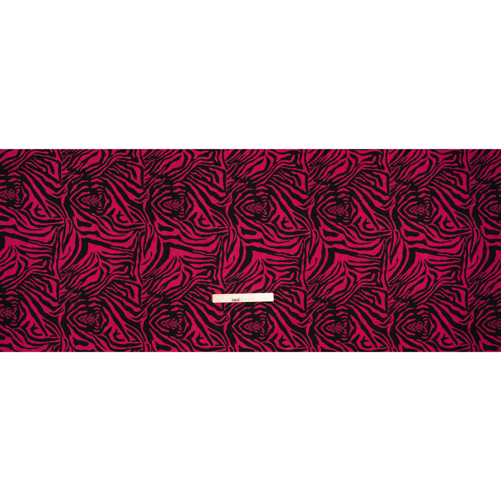 Polyester and Linen Canvas Print - Fuchsia and Black Tiger Stripes - Designer Deadstock - Full