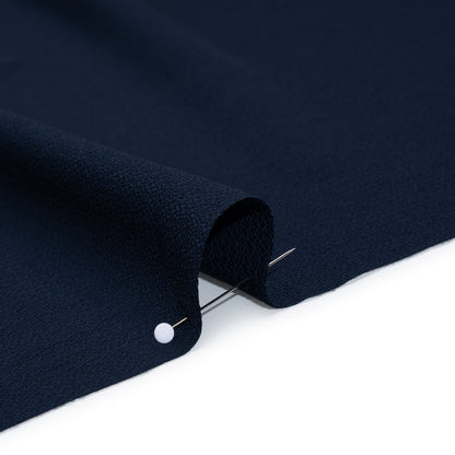 Stretch Puckered Polyester Crepe - Navy - Designer Deadstock
