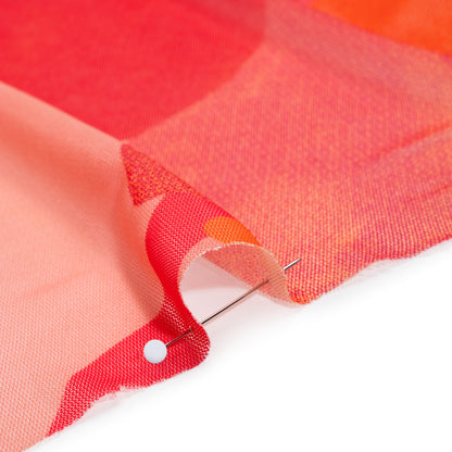 Knit Polyester Mesh Print - Red, Pink and Orange Abstract - Designer Deadstock Detail