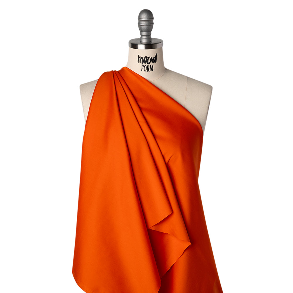 Stretch Cotton and Nylon Shirting - Orange - Designer Deadstock