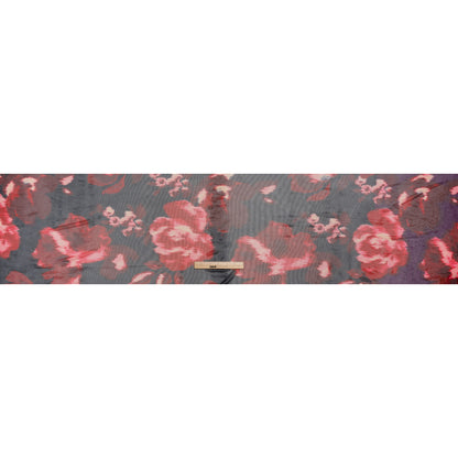 Stretch Polyester Mesh Print - Midnight Blue, Wine Red and Purple Ikat Florals - Designer Deadstock - Full