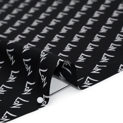 Polyester Woven Lining - Black and White No7 Typography Print - Designer Deadstock