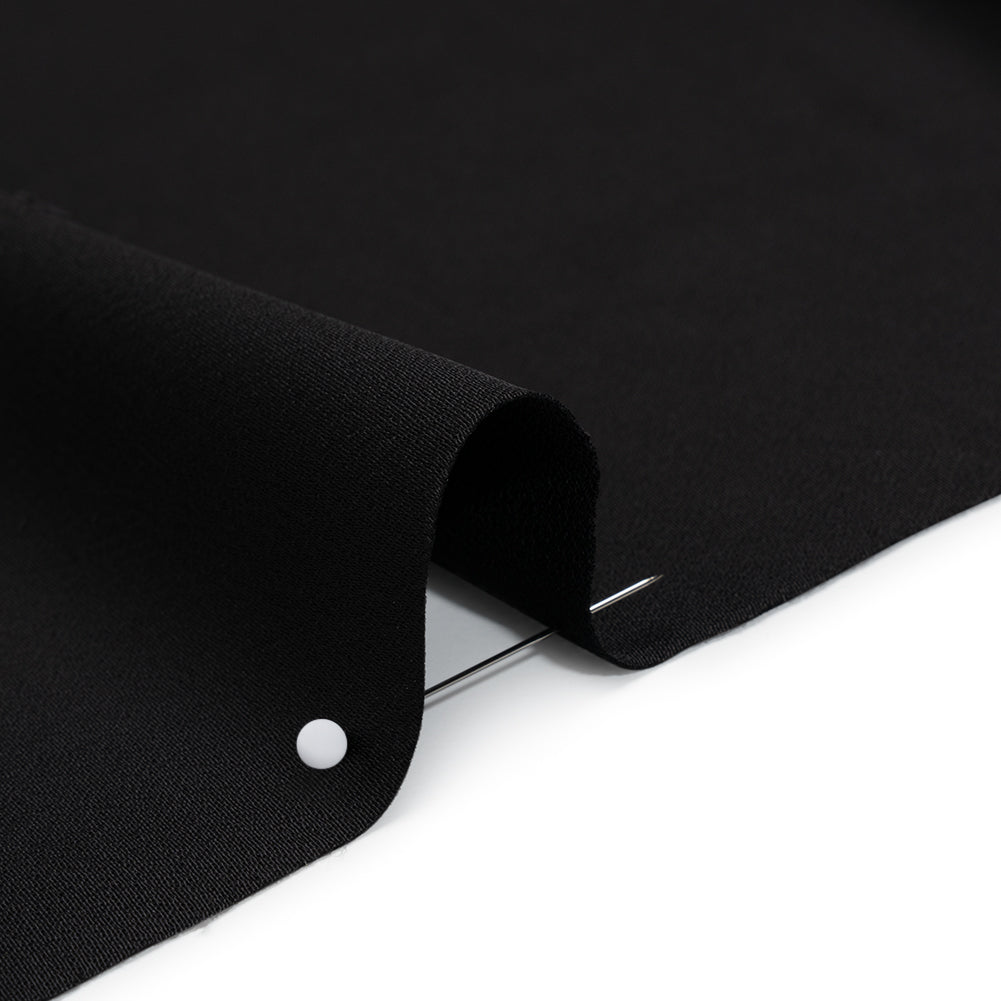 Crepe Back Polyester Satin - Black - Designer Deadstock