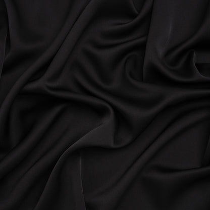 Crepe Back Polyester Satin - Black - Designer Deadstock