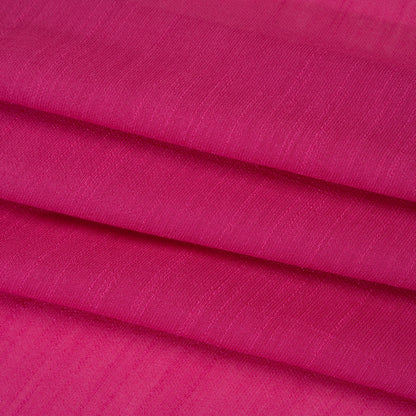Textured Gauzy Polyester and Rayon Woven - Bright Pink - Designer Deadstock