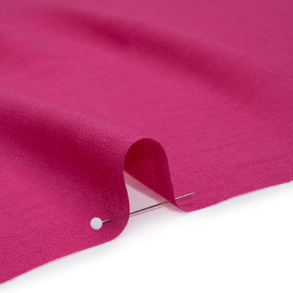 Textured Gauzy Polyester and Rayon Woven - Bright Pink - Designer Deadstock