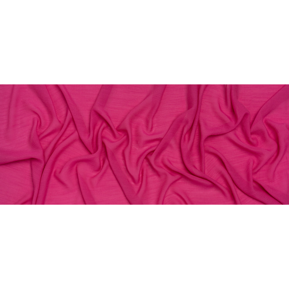Textured Gauzy Polyester and Rayon Woven - Bright Pink - Designer Deadstock