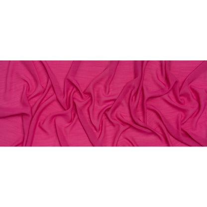 Textured Gauzy Polyester and Rayon Woven - Bright Pink - Designer Deadstock
