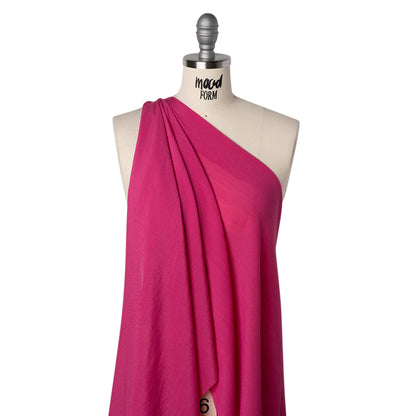 Textured Gauzy Polyester and Rayon Woven - Bright Pink - Designer Deadstock
