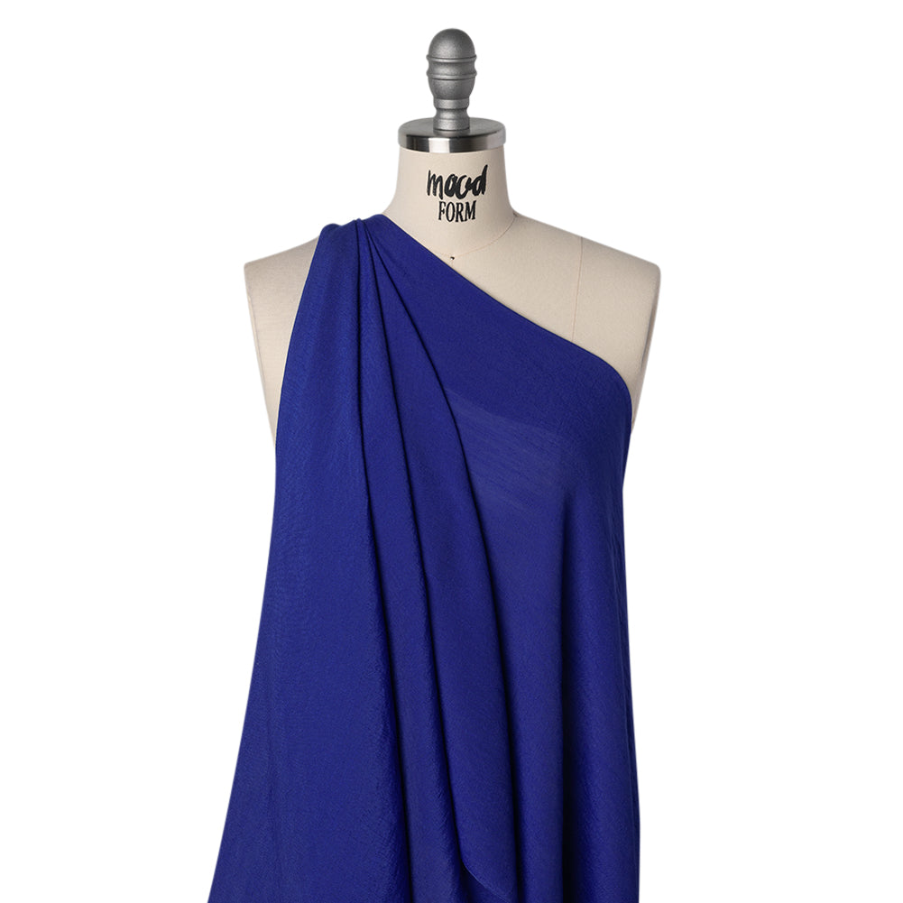 Textured Gauzy Polyester and Rayon Woven - Surf Blue - Designer Deadstock
