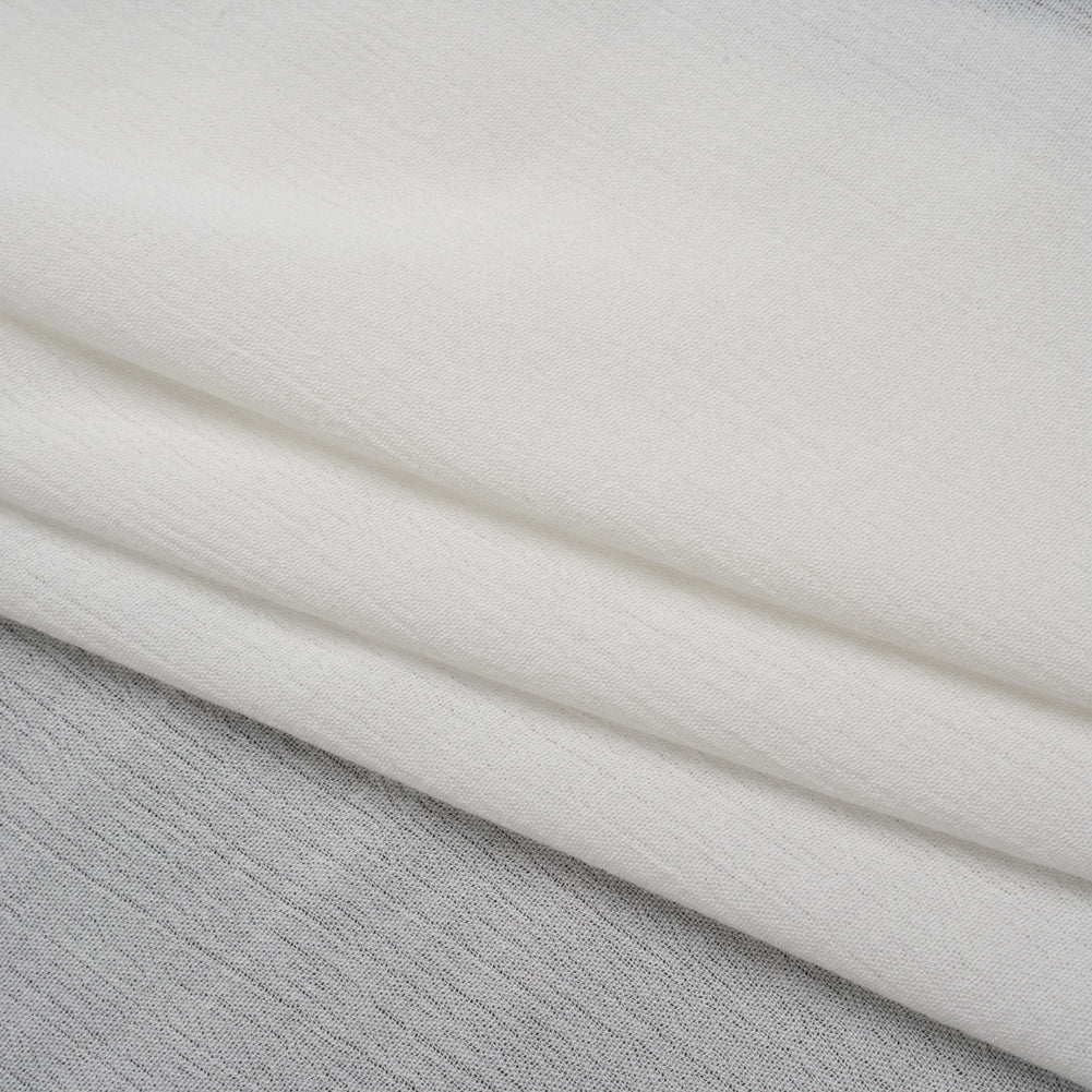 Crinkled Gauzy Rayon and Polyester Crepe - Off White - Designer Deadstock