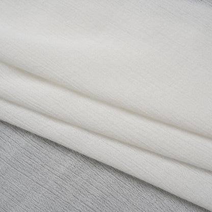Crinkled Gauzy Rayon and Polyester Crepe - Off White - Designer Deadstock
