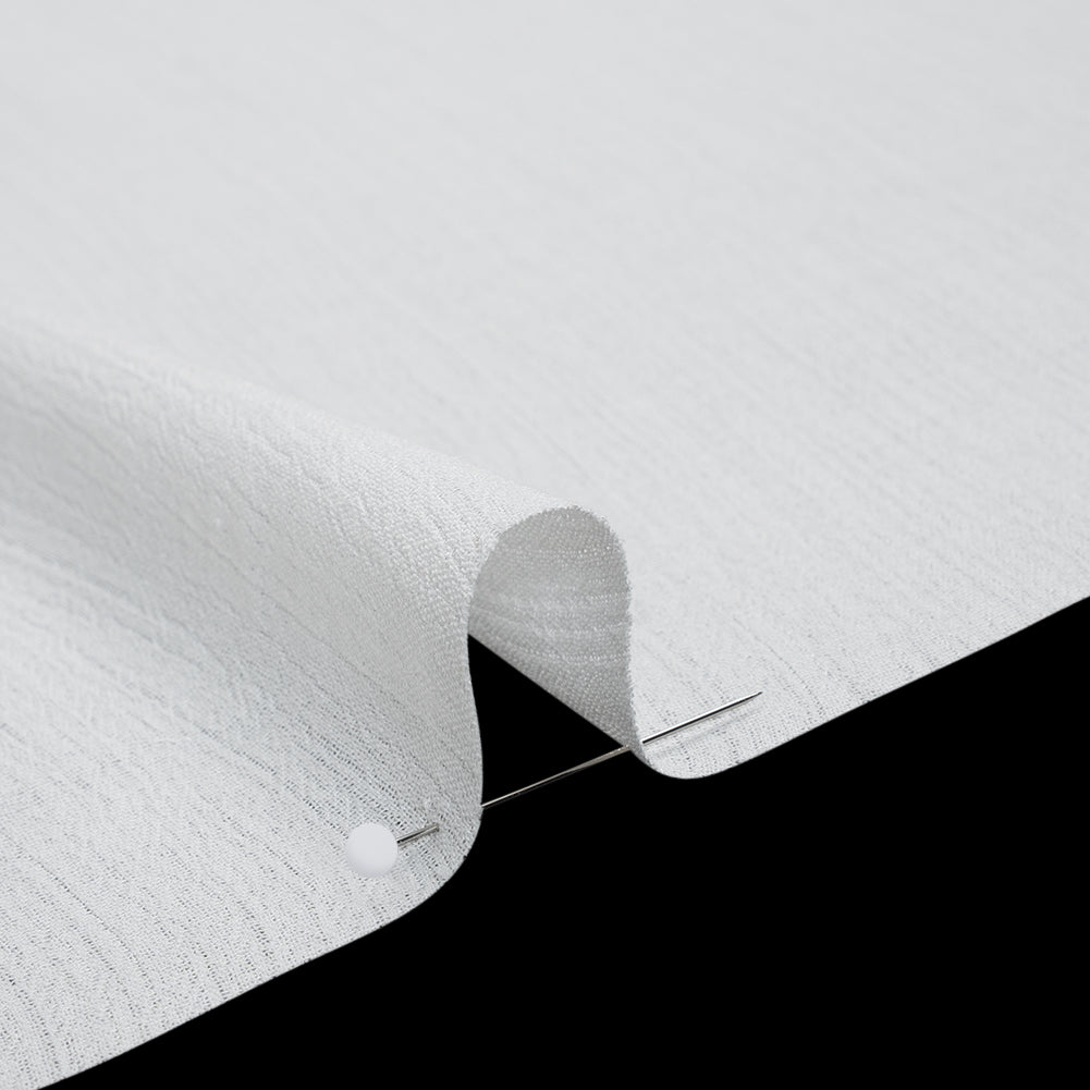 Crinkled Gauzy Rayon and Polyester Crepe - Off White - Designer Deadstock