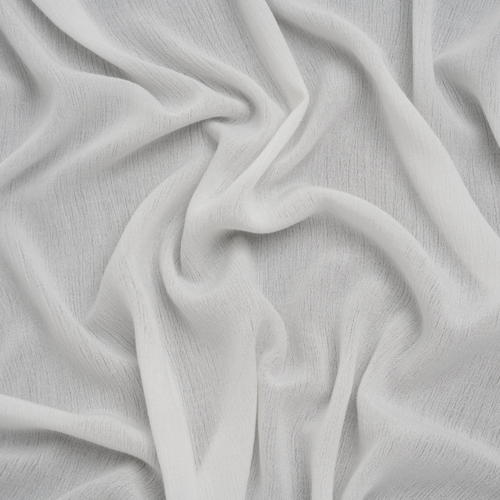 Crinkled Gauzy Rayon and Polyester Crepe - Off White - Designer Deadstock