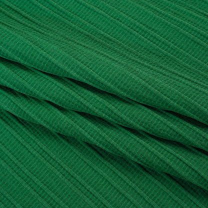Textured Polyester and Rayon Woven with Faux Pintucks - Kelly Green Stripes - Designer Deadstock