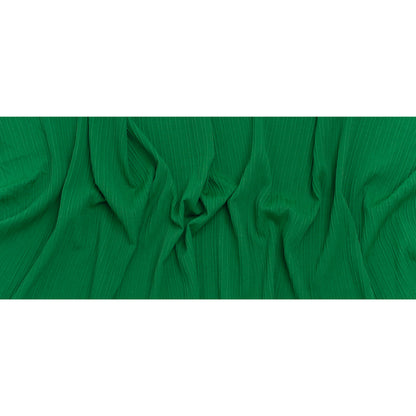 Textured Polyester and Rayon Woven with Faux Pintucks - Kelly Green Stripes - Designer Deadstock