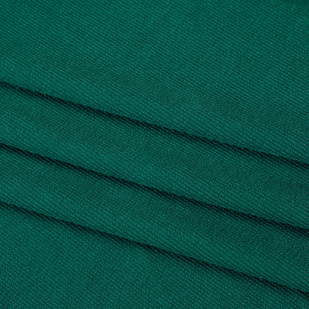Polyester French Terry Rib Knit - Teal Green - Designer Deadstock