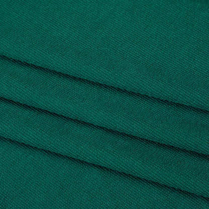 Polyester French Terry Rib Knit - Teal Green - Designer Deadstock
