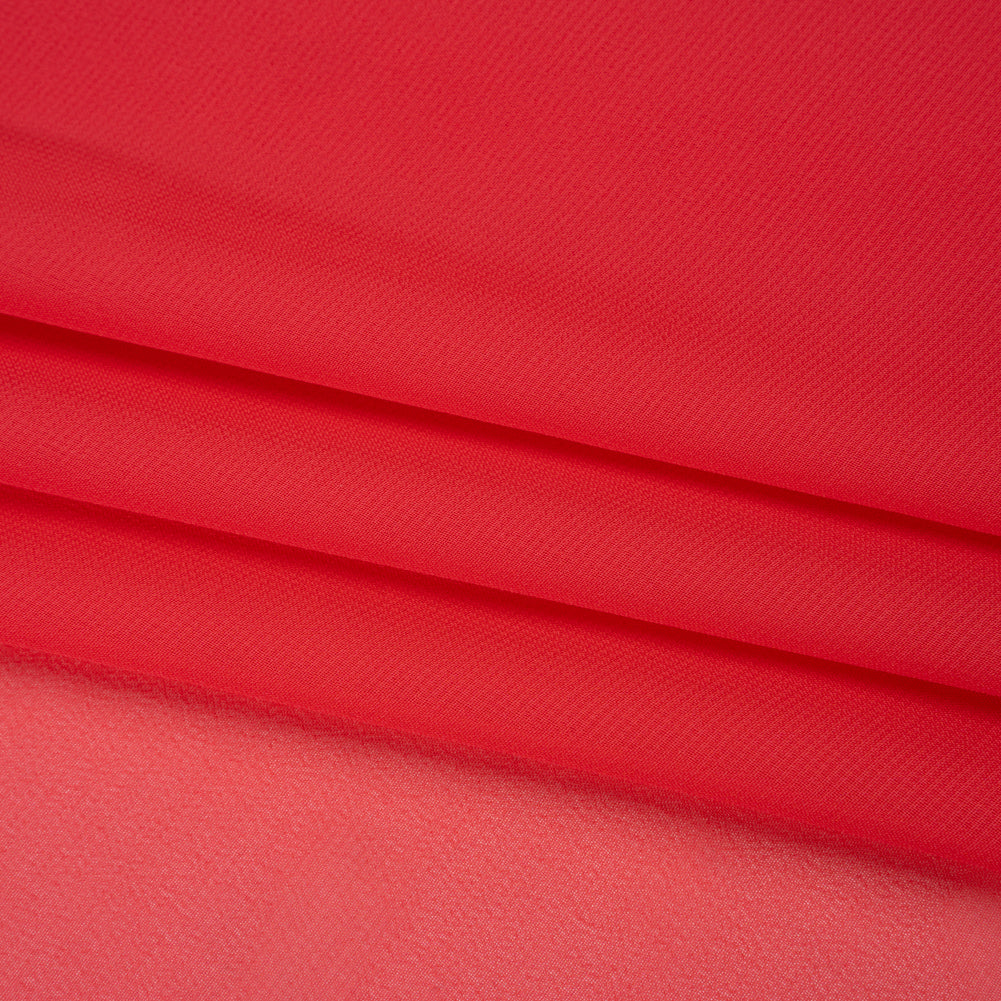 Polyester Chiffon - Teaberry Red - Designer Deadstock Folded