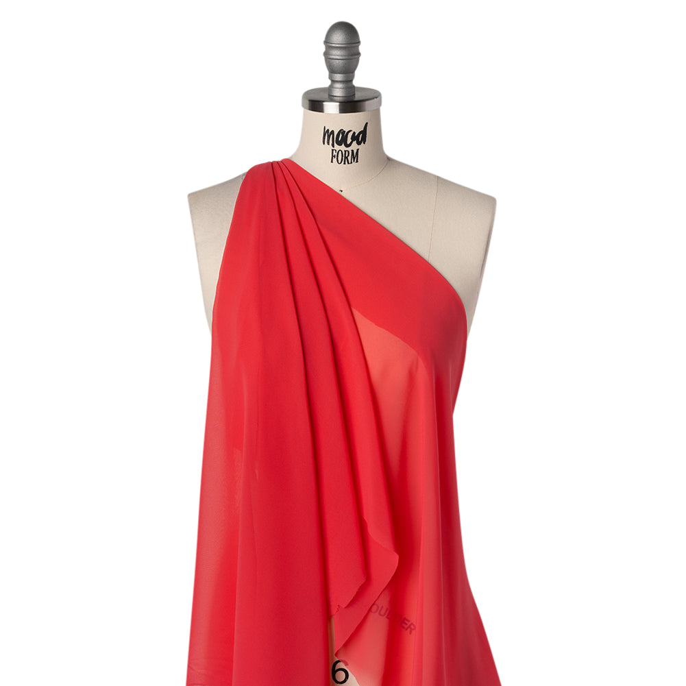Polyester Chiffon - Teaberry Red - Designer Deadstock Drape